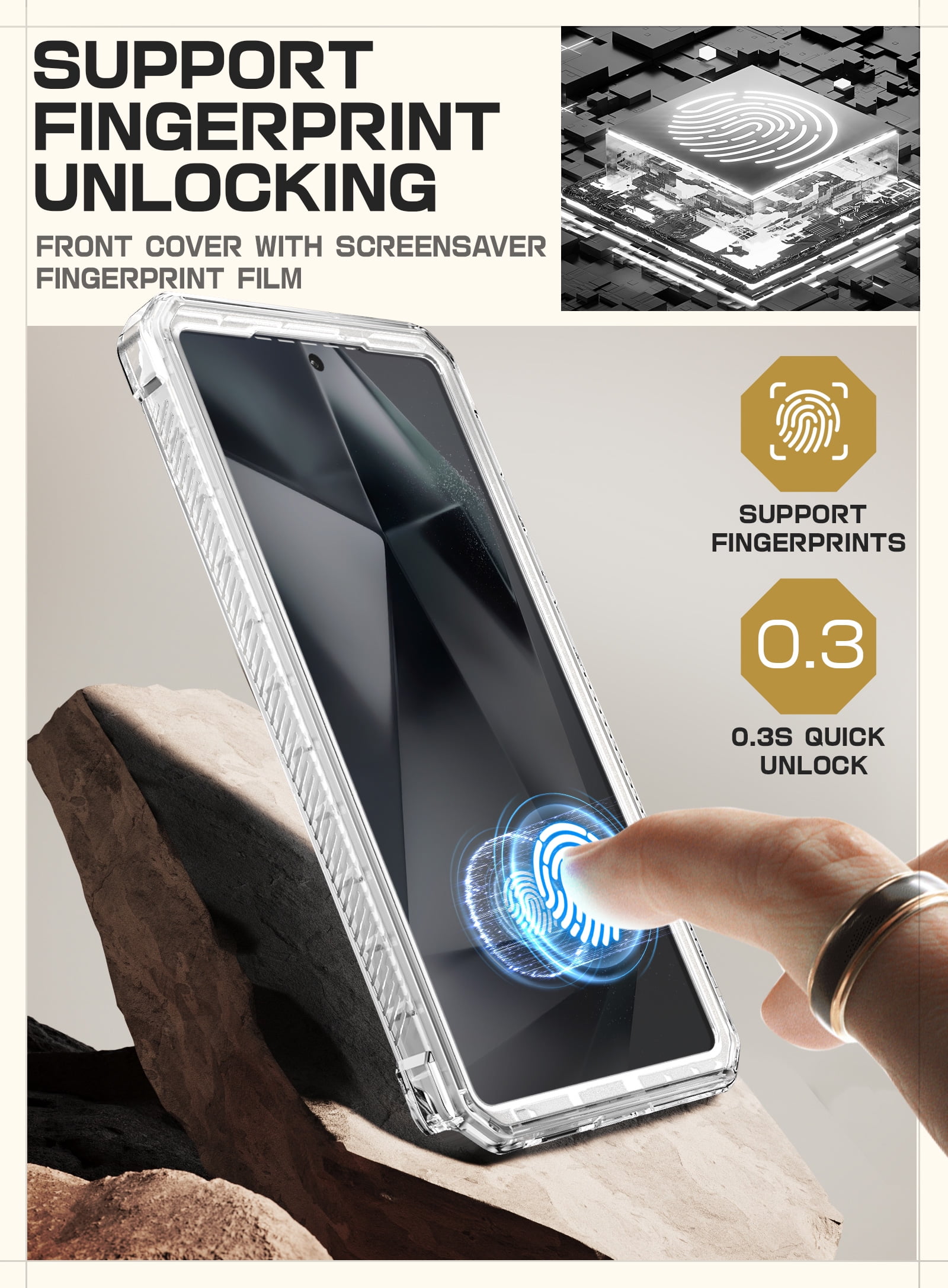 SUPCASE for Samsung Galaxy S25 Ultra Case with Stand, [Unicorn Beetle Pro] [2 Front Frames] [Built-in Screen Protector & Belt-Clip] Military-Grade Protection Phone Case for Galaxy S25 Ultra, Clear