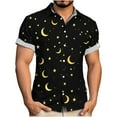 thumbnail image 1 of Blusa y camisa de manga corta con cuello vuelto para hombre, blusa informal de moda con cuello vuelto, blusa estampada de manga corta con botones, blusa de poliéster para hombre, 1 of 6