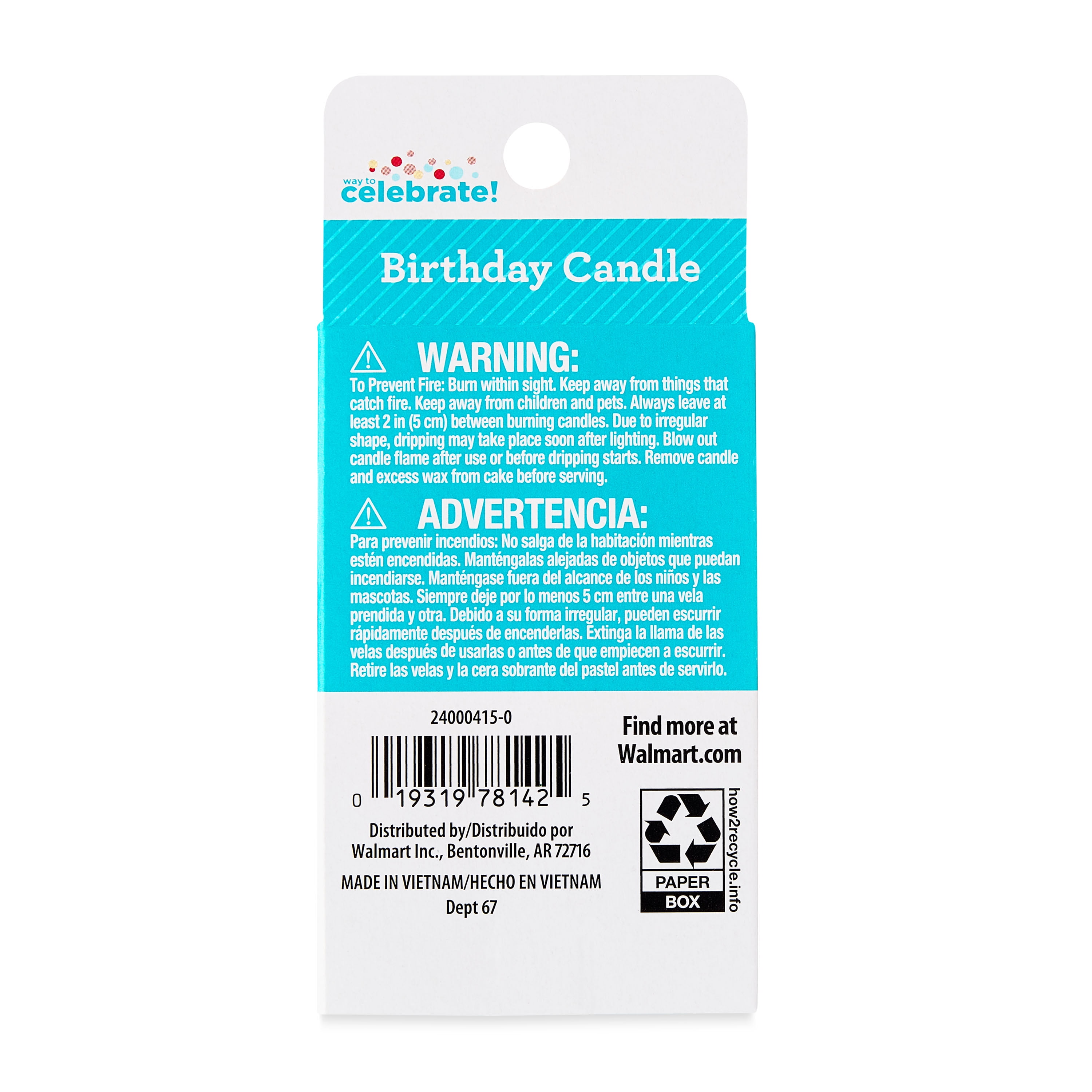 Multicolor Confetti Number 0 Birthday Candle, by Way To Celebrate