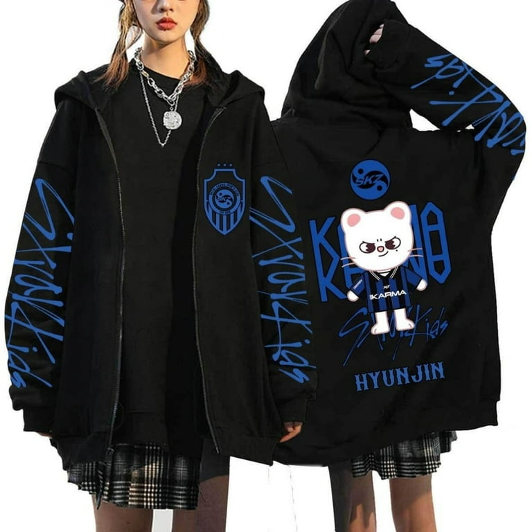 Stray Kids ペンミ　パーカー kpop Stray Kids SKZ Karma Merch Zip Up Hooded Drawstring Pocket