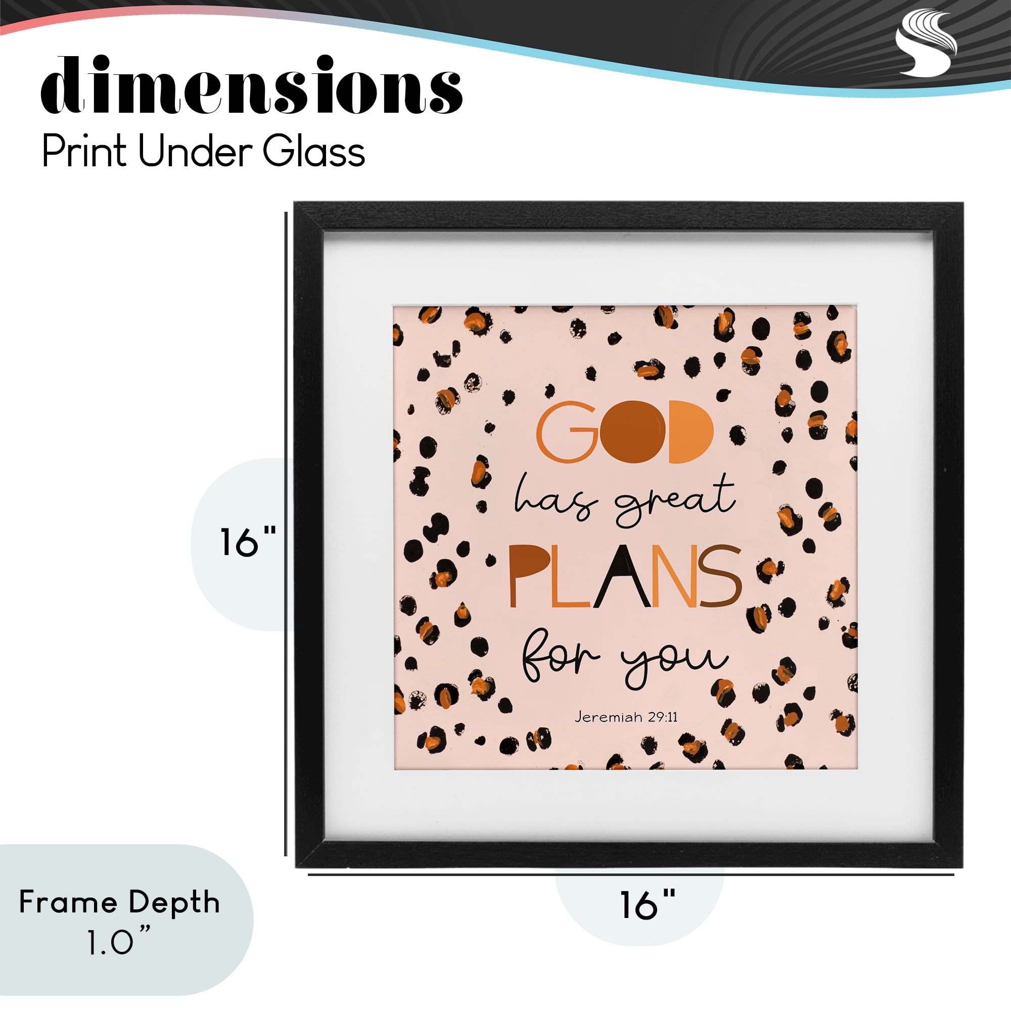 Stupell Industries God Has Plans For You Black Framed Print Under Glass, design by Patricia Pinto