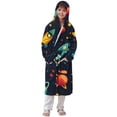 thumbnail image 1 of RXMEKW Velvet Hooded Bathrobe For Girls Long Sleeve Sleepwear Pajama Set With Button Closure, 1 of 7
