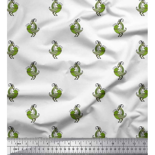 Soimoi Rayon Fabric Bird Block Print Fabric by Yard 42 Inch Wide