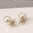 thumbnail image 3 of Zircon Snowflake Pearl Pierce Earring Stud Pated Alloy earring stud Geometric Eardrop Jewelry Accessory Gifts, 3 of 9