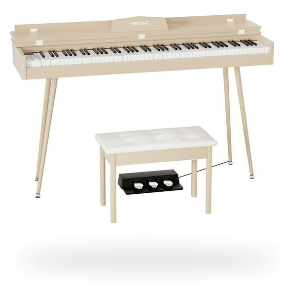 HEXANT 88- Key Hammer Weighted Digital Piano Keyboard, Full-Size Electric Piano keyboard, with 3-Pedal, Multi-Functional Keyboard and Stand for Beginner/Adult (Piano/Bench Set)