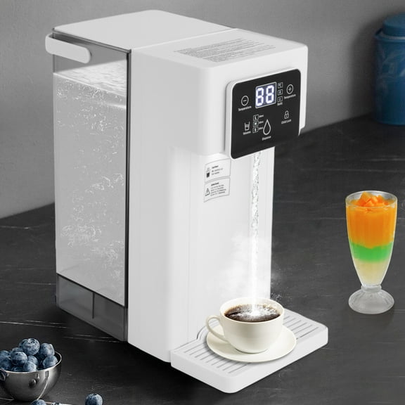White Instant Hot Water Dispenser, 3L Desktop Corded Electric Water Drinking Machine 1500W Water Dispenser w/Child Locks Night Lights for Tea, Coffee