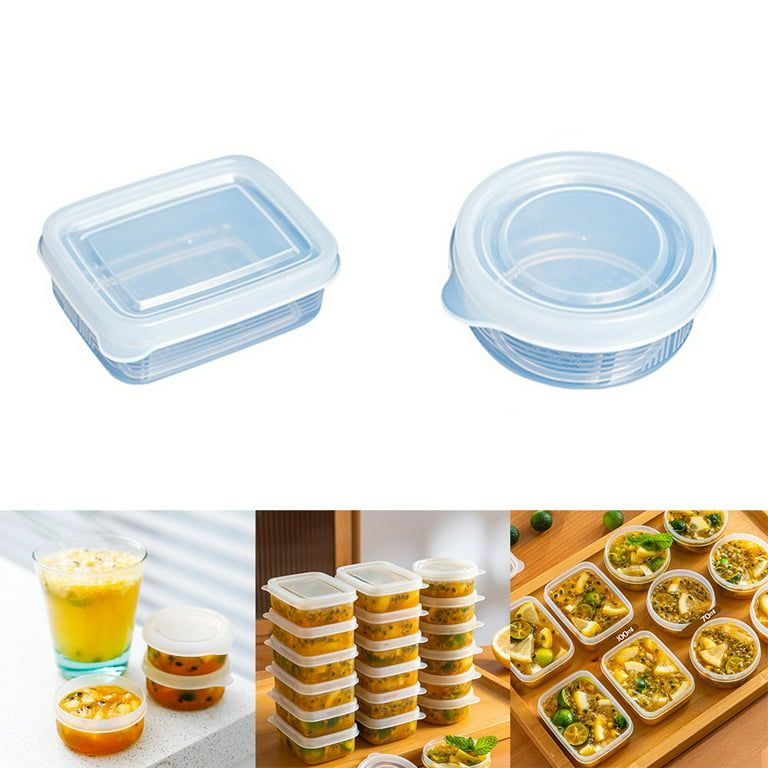 Mduoduo 4 Pcs 100 ML Small Square Deli / Soup Plastic Container Lid Juice  Reusable Storage 