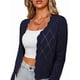 thumbnail image 1 of Chaqueta Cárdigan de Punto con Cuello en V y Larga para Mujer, Suéter Chal de Punto Sin Botones. Azul Marino L, 1 of 8