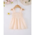 thumbnail image 3 of 2T Baby Girls Dress 3T Girls Sleeveless Dress Flower Solid Color Toddler Girls Off-the-shoulder Summer Suspender Dress Apricot, 3 of 6