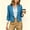 Blue, variant on Women Blazer Jacket 3/4 Ruched Sleeve Waterfall Lapel Black Solid Single Button Cropped Casual Outerwear Tops All Season Womens Blouses