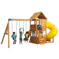 thumbnail image 5 of KidKraft Castlewood Wooden Swing Set / Playset with Clubhouse, Mailbox, Slide and Play Kitchen, 5 of 17