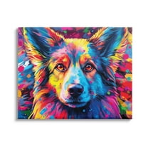 Stupell Industries Dog with Vivid Paint Splash Animals & Insects Painting Gallery Wrapped Canvas Art Print Wall Art, 40 x 30