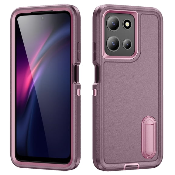 Kryonix For Motorola Moto G 5G 2026 6.7” Case Kickstand Durable 3-Layer Military Grade Protective Case Hybrid Silicone Heavy Duty Rugged Shockproof Screen Lip Raised Protection,Purple Pink