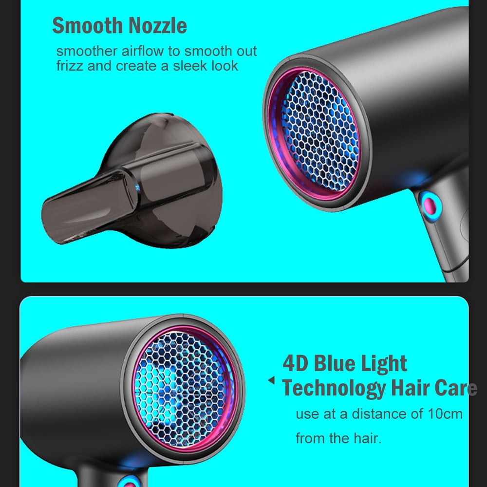 Professional Hair Dryer High-Speed Ionic Blow Dryer with Nozzle Intelligent Temp Control Low Noise for Home Salon Travel
