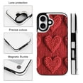 thumbnail image 2 of Compatible with iPhone 11 12 13 mini 14 15 16 Pro Max Plus Wallet Case with Card Holder, PU Leather Kickstand Card Slots Case ( Knitted Red Heart Pattern, iPhone 11), 2 of 7