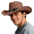 thumbnail image 5 of Chapeau de Cowboy Style Frontière Occidentale Mode Classique Couvre-Chef Jazz pour Occasions Extérieures et Soleil, 5 of 5