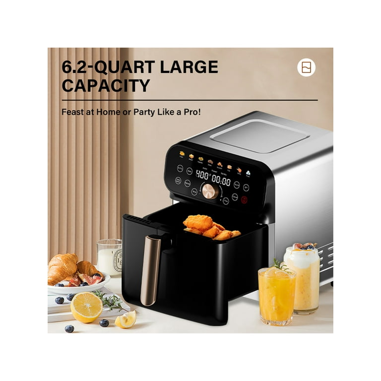 WHALL AF06D02-M-6L Whall 12-in-1 Stainless Steel 6.3Qt Air Fryer Oven with  LED Digital Touchscreen