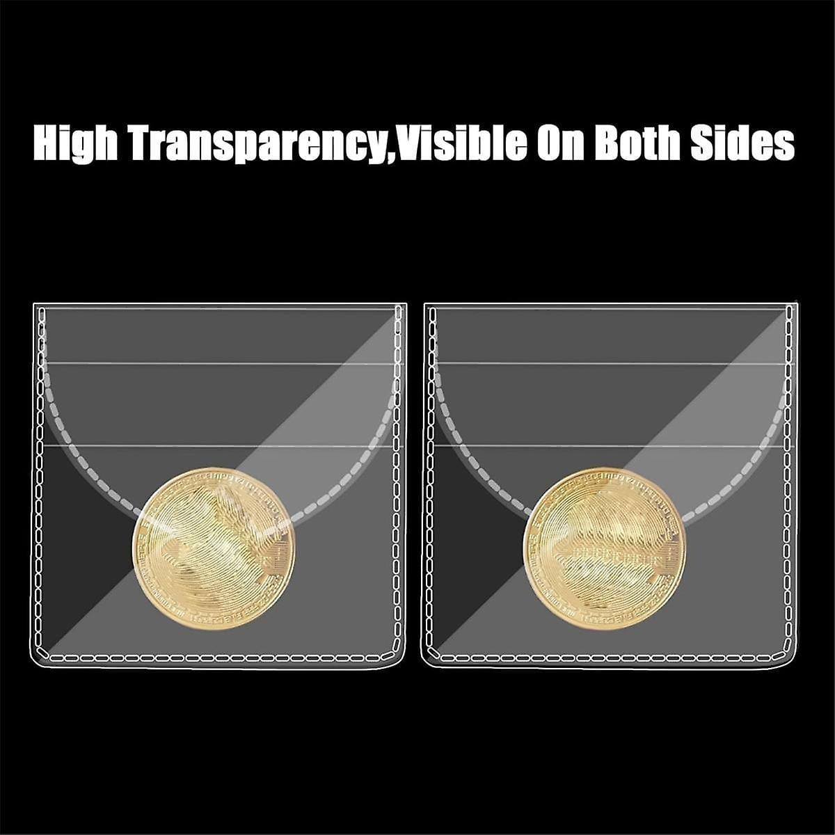 50 Pochettes Transparentes PVC 5,6 X 5 Cm – Rangement Pièces, Jetons, Bijoux – Protection Et Affichage Claire