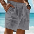 thumbnail image 2 of Dwelliawo Men's Linen Classic Gurkha Shorts 9" Flat Front Elastic Waist with Pockets Shorts Lightweight Travel Outfits Linen Dress Straight Leg Vintage Gray L, 2 of 4