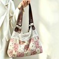 thumbnail image 4 of CSStudio Vintage Floral Lace Patchwork Shoulder Tote Soft Polyester Large Capacity Hobo Bag For Daily Travel Shopping, 4 of 8