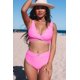 thumbnail image 1 of ABPHQTO Bañador de bikini con espalda entrecruzada y fruncido en torcedura de rosa para mujer, 1 of 5