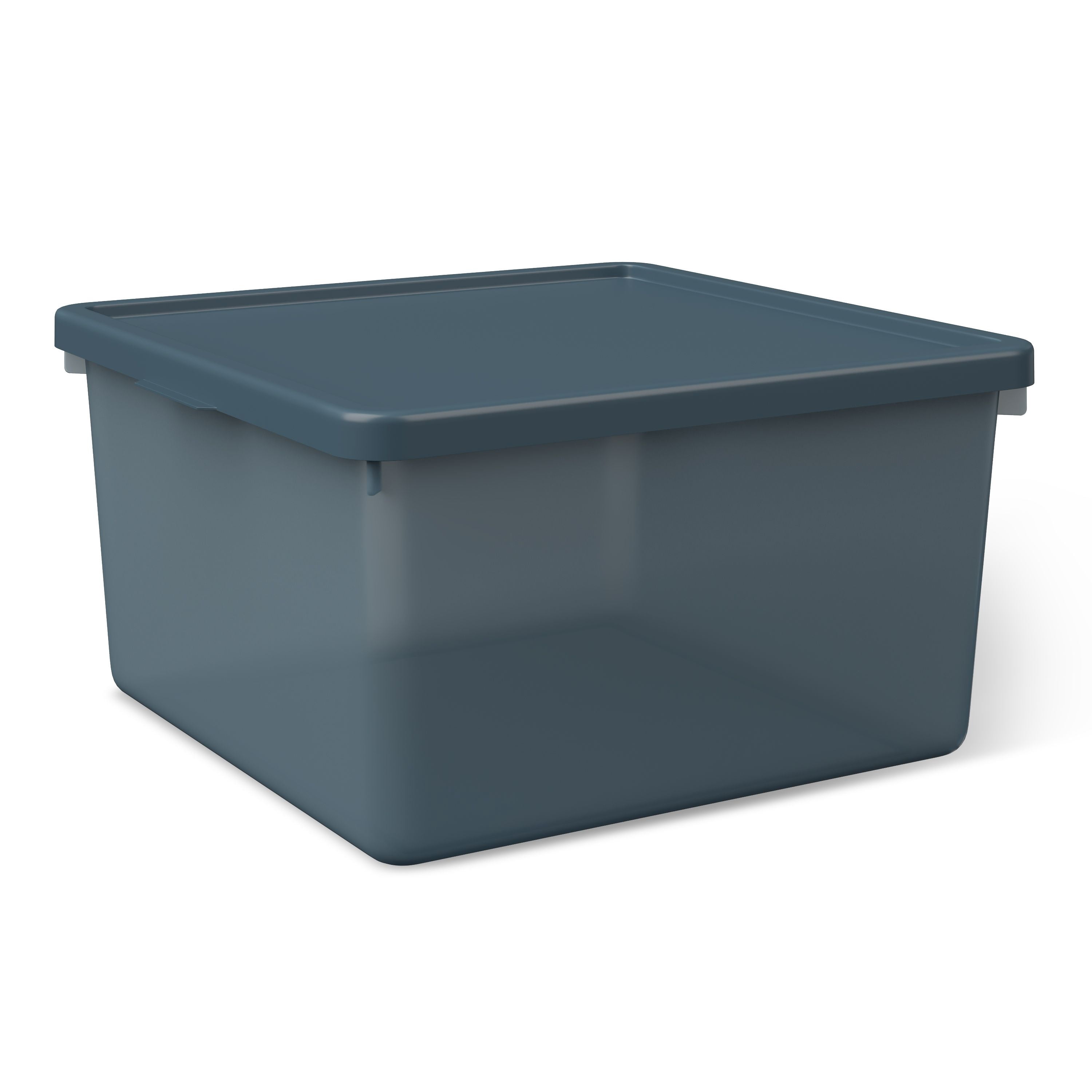 Mainstays Kids Blue Medium Plastic Storage Bin with Lid, 4 Pack