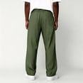 thumbnail image 6 of Domuza Mens Pants Casual Loose Hemp Drawstring Elastic Waist Trousers Lightweight Wide Leg Linen Pant with Pocket Army Green XL, 6 of 6