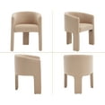 thumbnail image 7 of Guyou Modern Boucle Dining Chairs Set of 6, Barrel Velvet Side Chair with Curved Backrest and Arms, Comfy Dressing Vanity Chairs, Upholstered Kitchen Chairs for Living Room Bedroom Dining Room, Khaki, 7 of 7