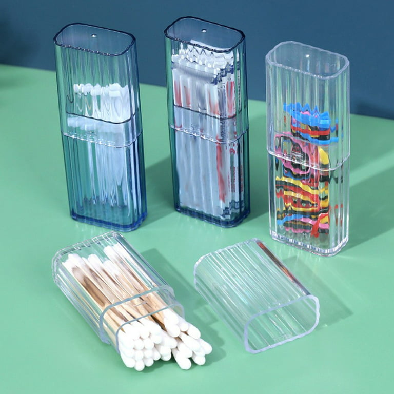 2Pcs Portable Travel Clear Small Sorting Storage Box Cotton Swabs Band-Aid  
