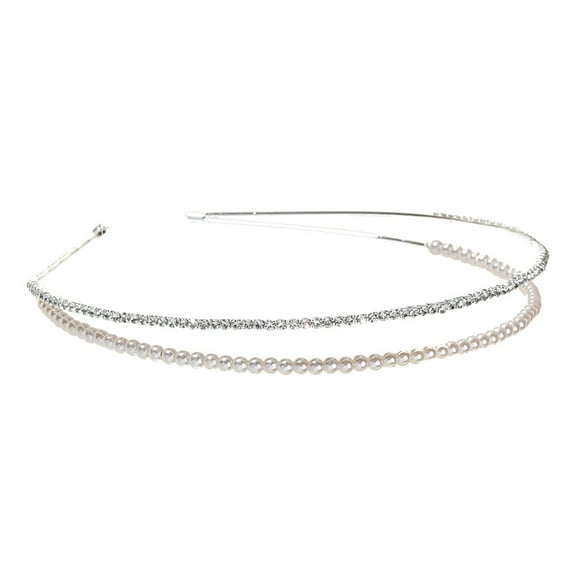 FRCOLOR Wedding Pearl Headband Rhinestone Hair Band Miss Bride 12X11X1CM
