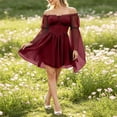 thumbnail image 6 of QTISFD Renaissance Fairy Dress for Women Vintage Medieval Costume Dress Chiffon Off Shoulder Long Bell Sleeve Lace Up Gothic Court Short Dress, 6 of 9