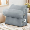 thumbnail image 6 of CJC Velvet Soft Triangular Wedge Pillow with Side Pocket, 3 in 1 Adjustable Bed Reading Pillow Bedrest Lumbar Neck Back Support Cushion, Gray, 6 of 9