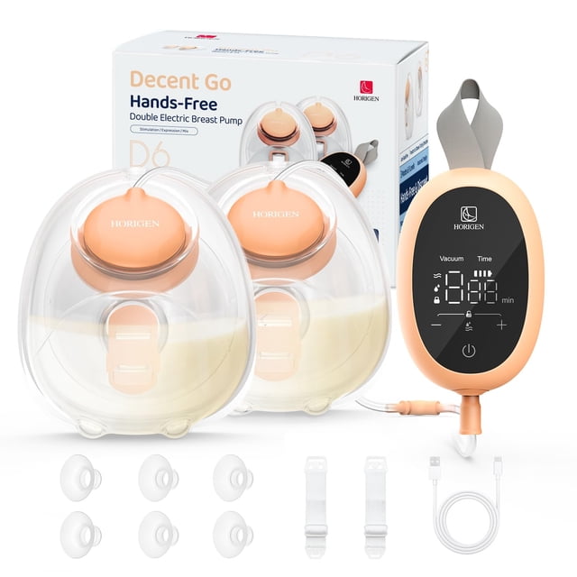 Extractor de leche portátil con manos libres HORIGEN D6 con 3 modos y 9 niveles