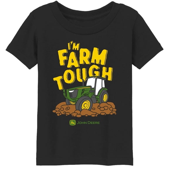 John Deere Toddler Boys I'm Farm Tough Tractor Tshirt in Black