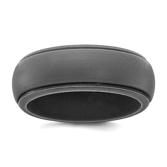 Silicone Dark Grey 8mm Ridged Edge Band Size 13 Ring for Women and Men - 1.4 Grams