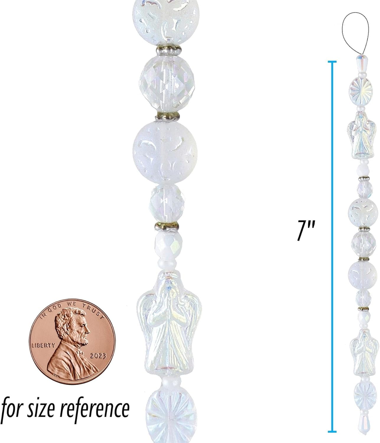 The Beadsmith Czech Glass Strands - High Quality, Pressed & Table Cut Beads – 6 x 7-Inch Strands, 23 Beads Per Strand – Crystal Angels Mix – For Jewelry Making, Decorations & DIY Crafts