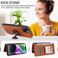 thumbnail image 3 of ELEHOLD for Samsung Galaxy S22 Ultra Wallet Case Detachable Back Case with Wrist Strap, PU Leather Flip Folio Magnetic Card Holder  Stand Shockproof Phone Cover ,Brown, 3 of 9