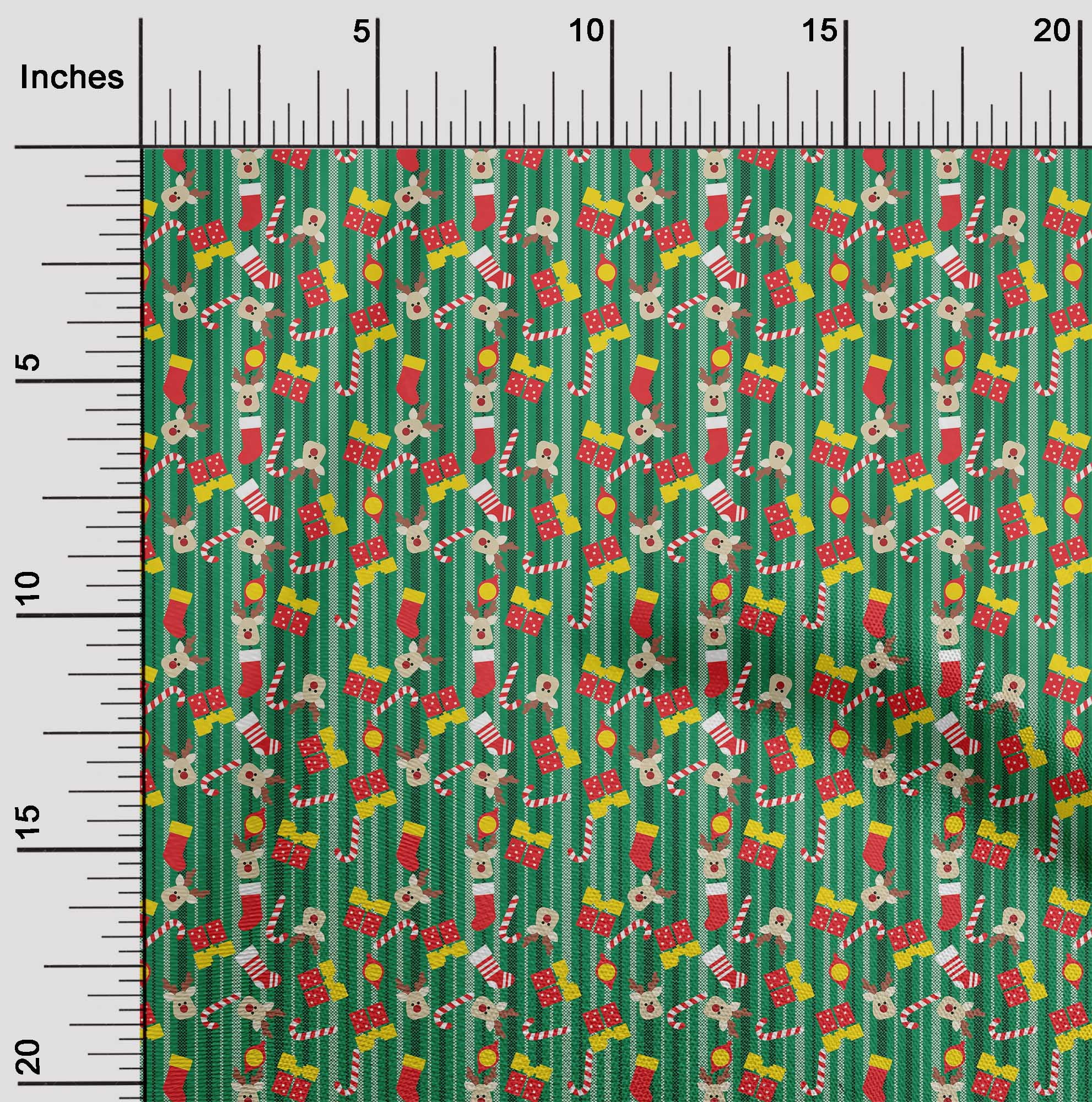 oneOone Cotton Poplin Jewel Green Fabric Merry Christmas Sewing Material Print Fabric By The Yard 42 Inch Wide