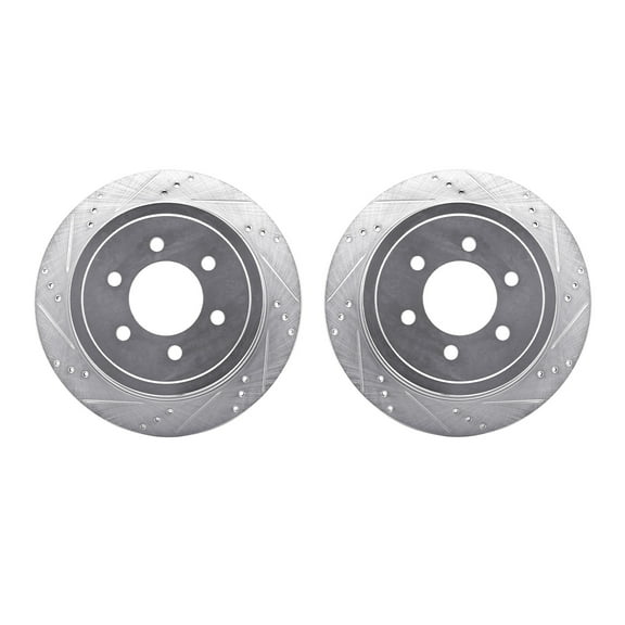 Dynamic Friction Company Rear Brake Rotors-Drilled and Slotted-Silver 7002-54215