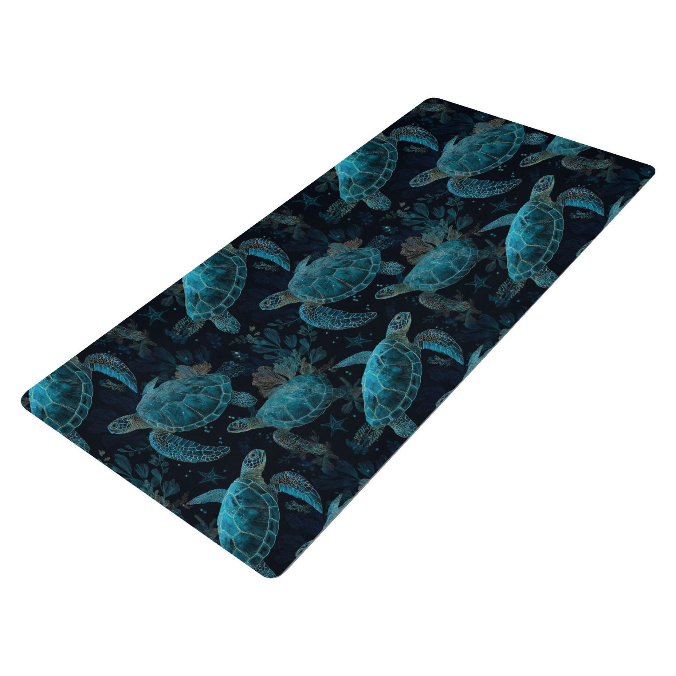 Leather Desk Pad Protector Mouse Pad Laptop Desk Mat Non-Slip Waterproof for Office and Home Green Sea Turtles Pattern