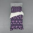 thumbnail image 2 of Floral Duvet Cover Set, Butterfly Silhouettes with Plant Flower Patterned Design Swirls Curves, Bedding Set with Shams and Fitted Sheet, 3 Sizes, by Ambesonne, 2 of 3
