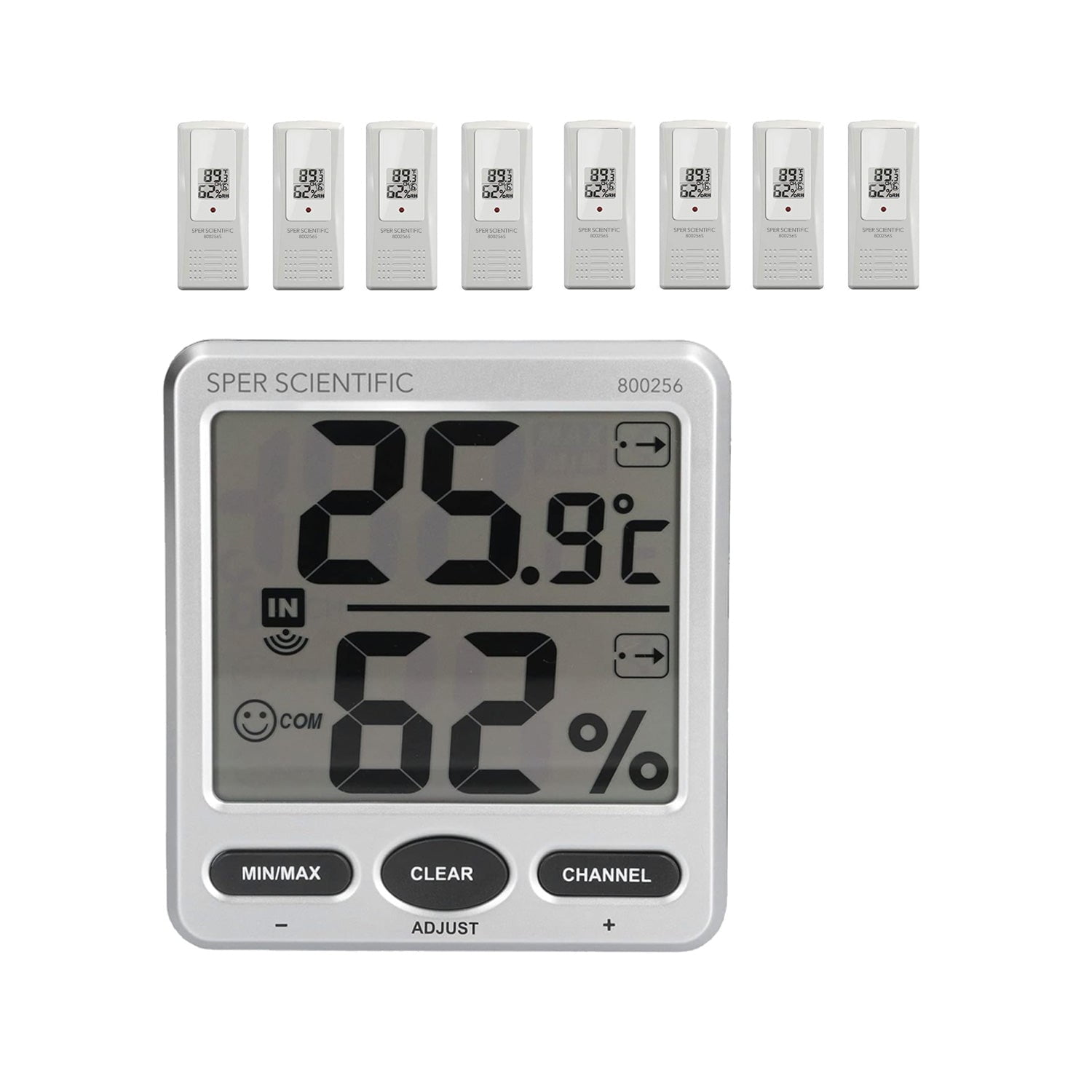8-Channel Wireless Indoor/Outdoor Humidity and Temperature Monitor Set