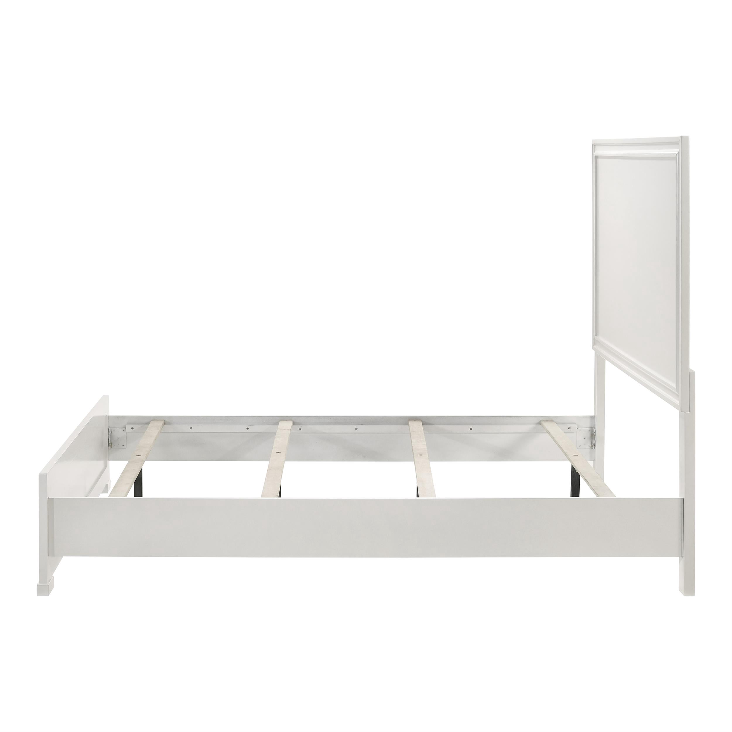 Furniture of America Embud Solid Wood Double Molded King Panel Bed in White