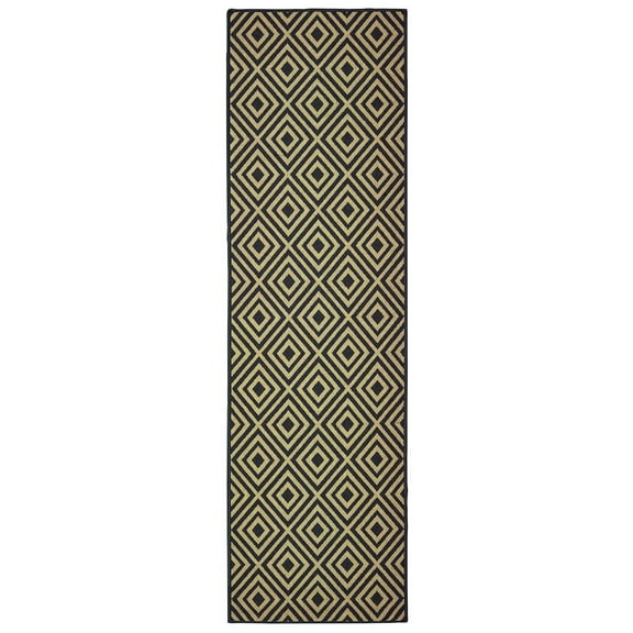 Oriental Weavers Marina Area Rug 2335K Black Diamond Diagonals 2' 3" x 7' 6" Rectangle