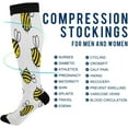 thumbnail image 4 of FREEAMG 1 Pairs Flying Bumble Bees Compression Socks for Women Men Knee High Stocking for Running,Athletic,Medical, 4 of 7