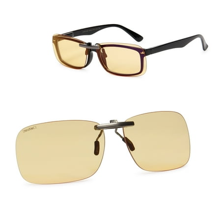 ENHANCE Battle Lens Clip On Blue Light Blocking Glasses Lens - Gaming Glasses Clip On Computer Glasses - Anti Blue Light, Scratch Resistant, Reduce Eye Strain - Flip Up Screen Lenses (Clip Style)