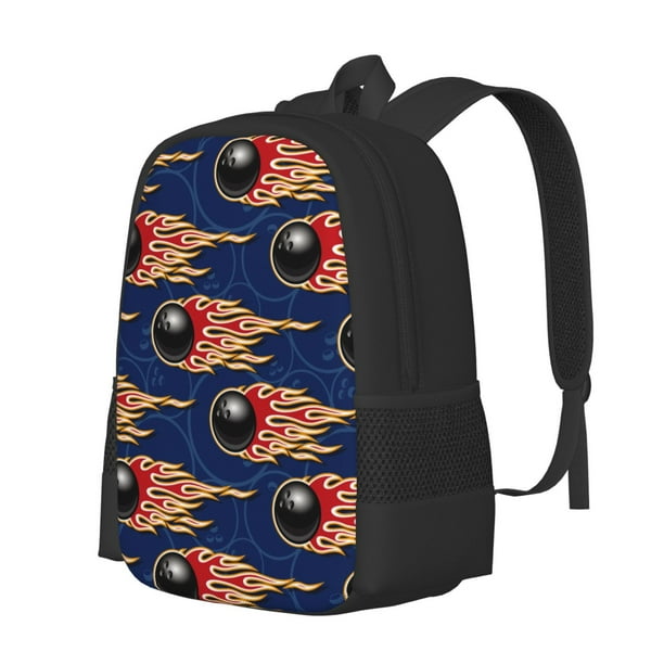 Fotbe Bowling Ball And Flame Mochila para Hombre y Mujer - Tela Oxford 600D Resistente - Mochila Impermeable de Gran Capacidad para Escuela, Viajes y Senderismo