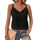 thumbnail image 2 of Camiseta Básica Sin Mangas de Satén de Seda para Mujer, Informal, con Cuello en V y Tirantes Finos en la Espalda. Negro M, 2 of 9
