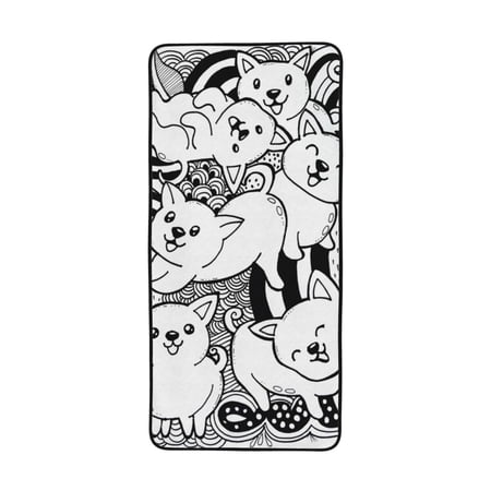 LNWH Bath Towel, Cute Dog Fun Doodle Pattern Absorbent Coral Fleece Bath Towel for Bathroom, Gym, Beach-27x55in