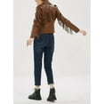 thumbnail image 4 of Jacket Faux Leather Women Tassel Leather Motorcycle Jacket Women Fall Streetwear Brown S, 4 of 9